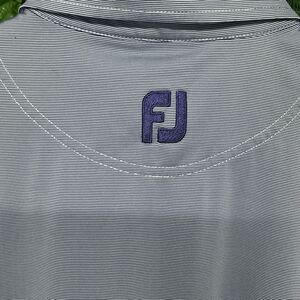 FJ FOOTJOY Shirt‎ Men Medium Purple Striped Golf Preppy Outdoor Performance 1635